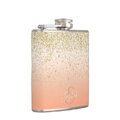 Classy faux gold confetti blush gradiënt afbeeldin heupfles (Rechts)