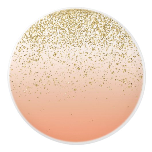 Classy faux gold confetti blush gradiënt afbeeldin keramische knop (Voorkant)