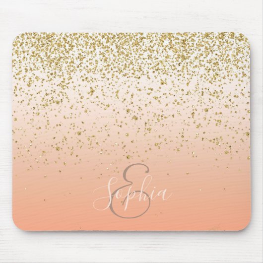 Classy faux gold confetti blush gradiënt afbeeldin muismat (Voorkant)