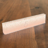 Classy faux gold confetti blush gradiënt afbeeldin naambordje (Zijkant)