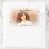 Classy Faux Gold Foil Confetti Afstuderen Foto Rechthoekige Sticker (Tas)