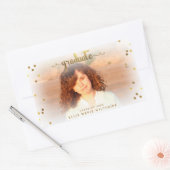 Classy Faux Gold Foil Confetti Afstuderen Foto Rechthoekige Sticker (Envelop)