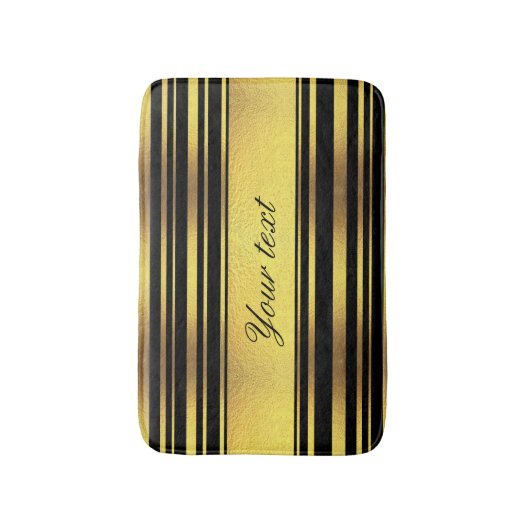 Classy Faux Gold Foil en Black Stripes Badmat (Voorkant Verticaal)