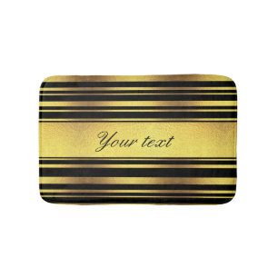 Classy Faux Gold Foil en Black Stripes Badmat