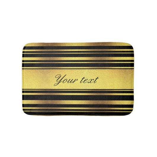 Classy Faux Gold Foil en Black Stripes Badmat (Voorkant)