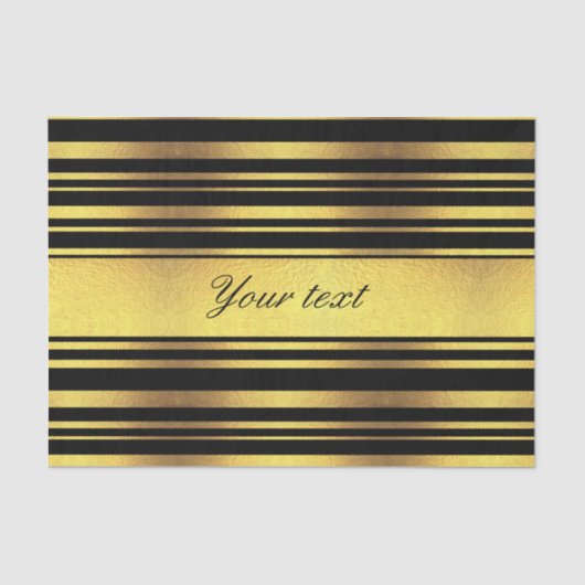 Classy Faux Gold Foil en Black Stripes Tissuepapier (Voorkant)