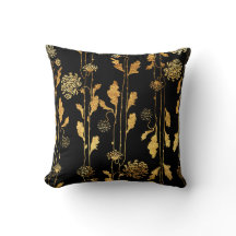 Classy Faux Gold Foil Flowers op Black