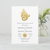 Classy Faux Gold Foil Ganesha Indian God Wedding Kaart (Staand voorkant)