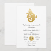 Classy Faux Gold Foil Ganesha Indian God Wedding Kaart (Voorkant / Achterkant)