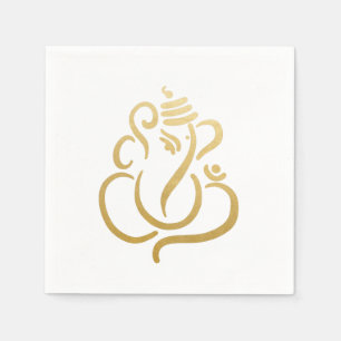 Classy Faux Gold Foil Ganesha Indische moderne etn Servet