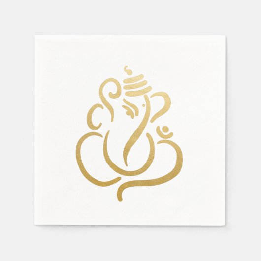 Classy Faux Gold Foil Ganesha Indische moderne etn Servet (Voorkant)