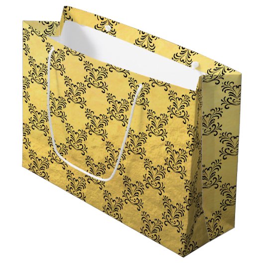 Classy Faux Gold Foil Gift Bag - Groot, glanzend Large Cadeautasje (Voorkant Gekanteld)