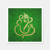 Classy Faux Gold Folie Ganesha Indian Green Damask Servet (Voorkant)