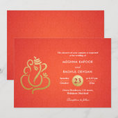 Classy Faux Gold Folie Ganesha Indian Red Damask Kaart (Voorkant / Achterkant)