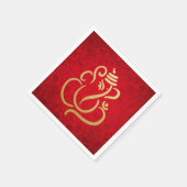 Classy Faux Gold Folie Ganesha Indian Red Damask Servet (Hoek)