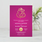 Classy Faux Gold Folie Ganesha / Indiase roze brui Kaart (Staand voorkant)
