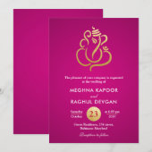 Classy Faux Gold Folie Ganesha / Indiase roze brui Kaart (Voorkant / Achterkant)