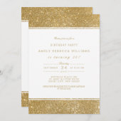 Classy Faux Gold Glitter Birthday Invitation Kaart (Voorkant / Achterkant)
