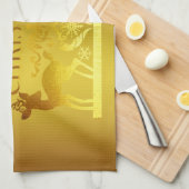 Classy Faux Gold Merry kerst keukenhanddoeken (Quarter Fold)