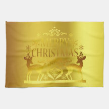 Classy Faux Gold Merry kerst keukenhanddoeken
