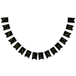 Classy Faux Gold Metal Gefeliciteerd zwart Vlaggetjes