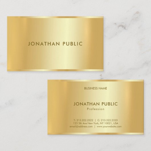 Classy Faux Gold Modern Simple Sjabloon Trendy Visitekaartje (Voorkant / Achterkant)