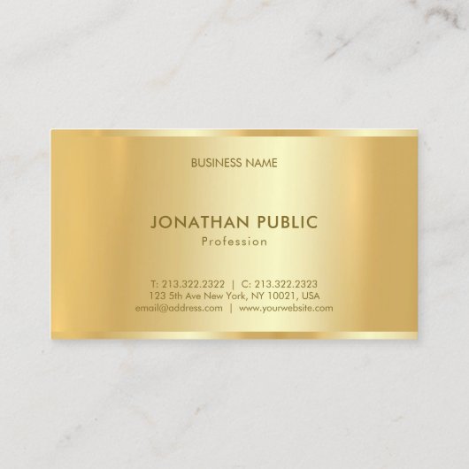 Classy Faux Gold Modern Simple Sjabloon Trendy Visitekaartje (Achterkant)