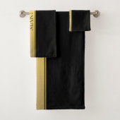 Classy Faux Gold Stripe & Black Background of DIY Bad Handdoek (Insitu)