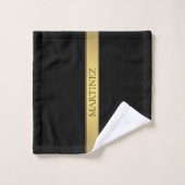Classy Faux Gold Stripe & Black Background of DIY Bad Handdoek (Wasdoekje)