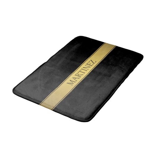 Classy Faux Gold Stripe & Black Background of DIY Badmat (Gekanteld)