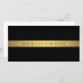 Classy Faux Gold Stripe & Black Background of DIY Bedankkaart (Voorkant / Achterkant)