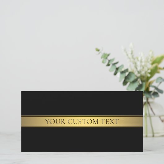 Classy Faux Gold Stripe & Black Background of DIY Bedankkaart (Staand voorkant)
