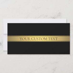 Classy Faux Gold Stripe & Black Background of DIY Bedankkaart