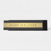 Classy Faux Gold Stripe & Black Background of DIY Bureau Naambordje (Voorkant)