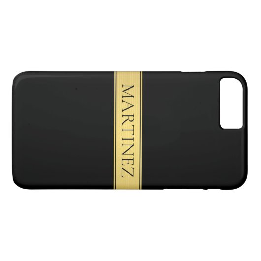 Classy Faux Gold Stripe & Black Background of DIY Case-Mate iPhone Case (Achterkant (Horizontaal))