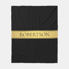 Classy Faux Gold Stripe & Black Background of DIY Fleece Deken