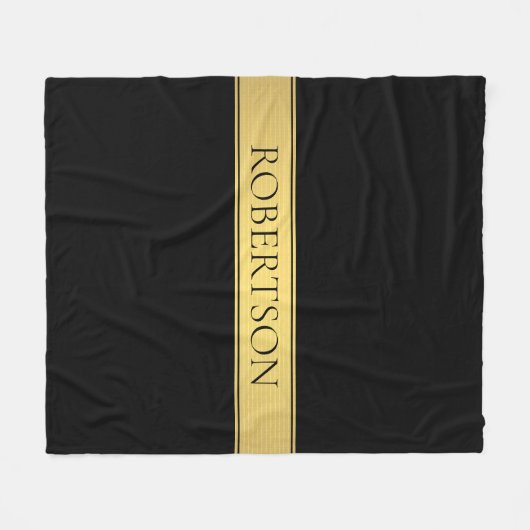 Classy Faux Gold Stripe & Black Background of DIY Fleece Deken (Voorkant (Horizontaal))
