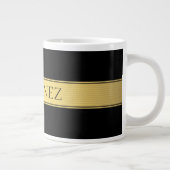 Classy Faux Gold Stripe & Black Background of DIY Grote Koffiekop (Rechts)