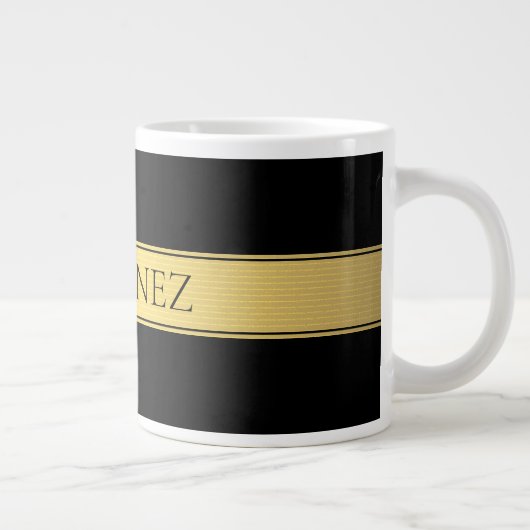Classy Faux Gold Stripe & Black Background of DIY Grote Koffiekop (Rechts)