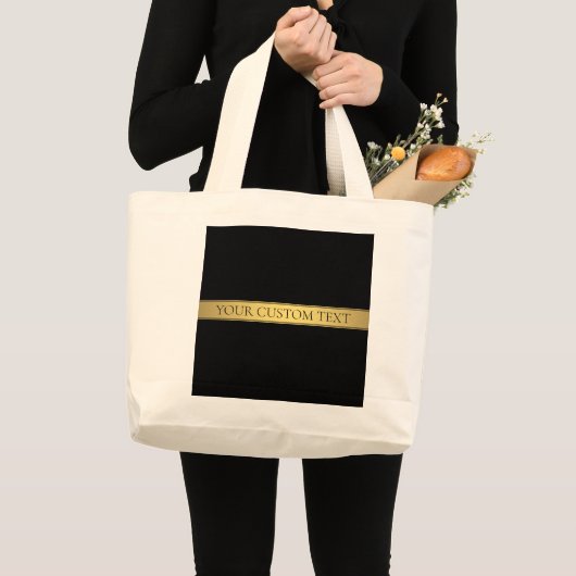 Classy Faux Gold Stripe & Black Background of DIY Grote Tote Bag (Voorkant (product))