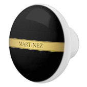 Classy Faux Gold Stripe & Black Background of DIY Keramische Knop (Rechts)