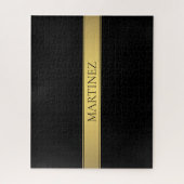 Classy Faux Gold Stripe & Black Background of DIY Legpuzzel (Verticaal)