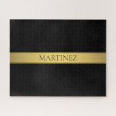 Classy Faux Gold Stripe & Black Background of DIY Legpuzzel (Horizontaal)