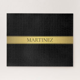 Classy Faux Gold Stripe & Black Background of DIY Legpuzzel