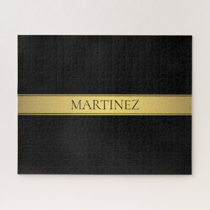 Classy Faux Gold Stripe & Black Background of DIY Legpuzzel