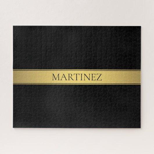 Classy Faux Gold Stripe & Black Background of DIY Legpuzzel (Horizontaal)