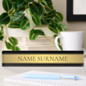 Classy Faux Gold Stripe & Black Background of DIY Naambordje