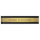 Classy Faux Gold Stripe & Black Background of DIY Naambordje (Voorkant)