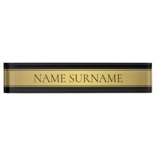 Classy Faux Gold Stripe & Black Background of DIY Naambordje