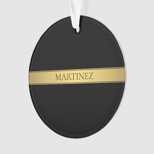 Classy Faux Gold Stripe & Black Background of DIY Ornament (voorkant)